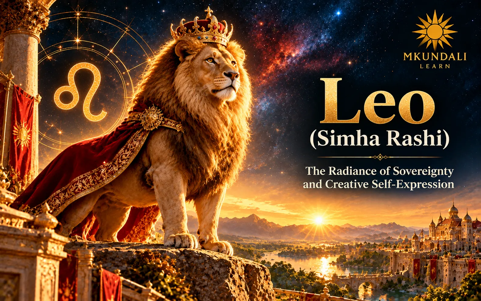 Leo (Simha Rashi) — Vedic astrology illustration