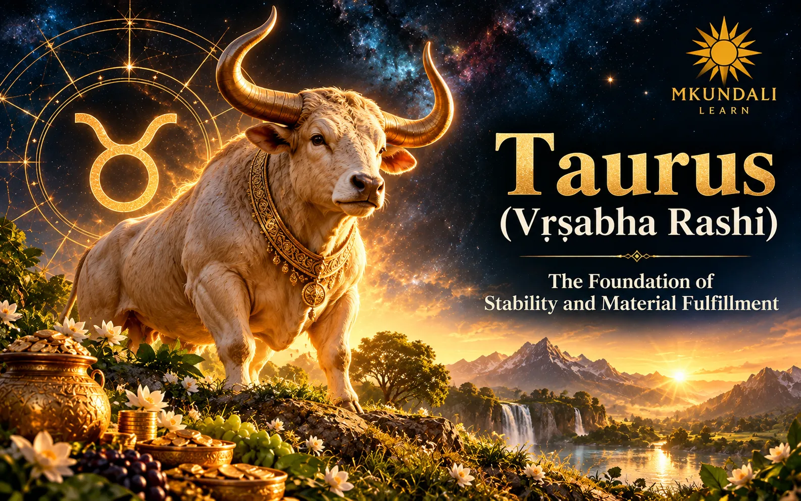 Taurus (Vrishabha Rashi) — Vedic astrology illustration