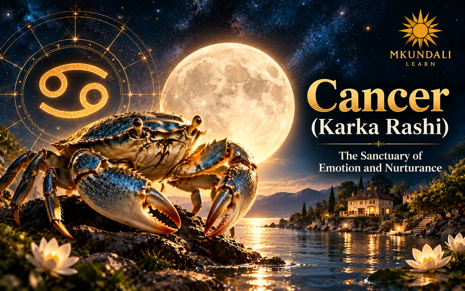 Cancer (Karka Rashi) — Vedic astrology illustration