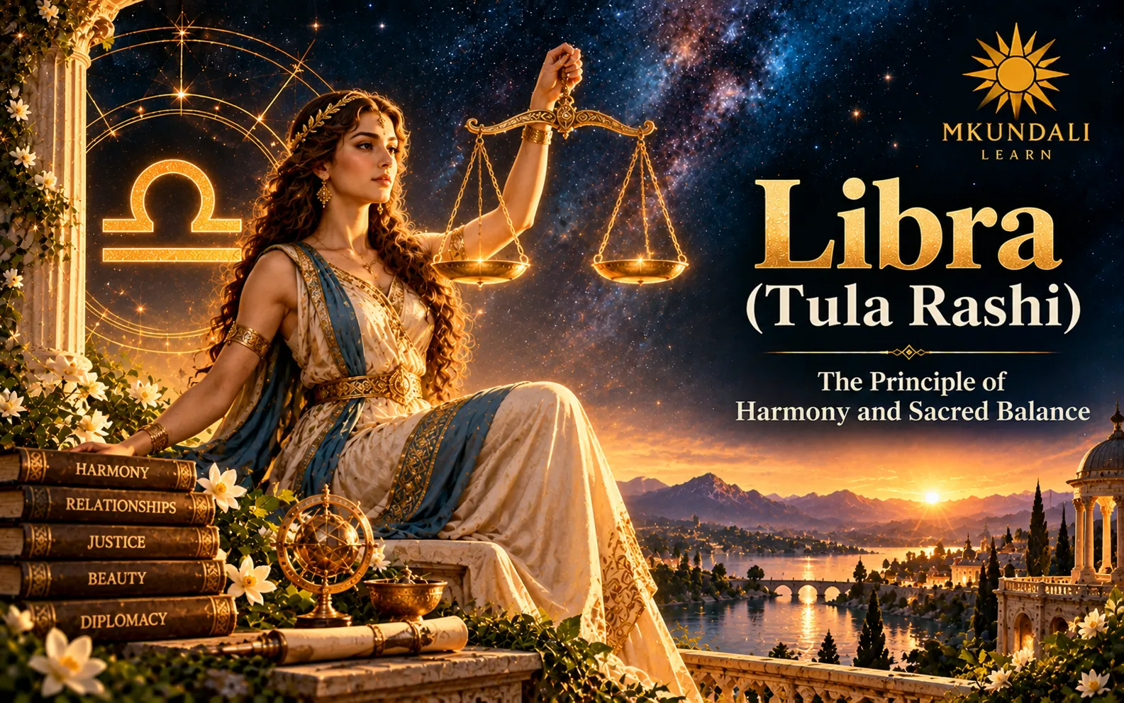 Libra (Tula Rashi) — Vedic astrology illustration