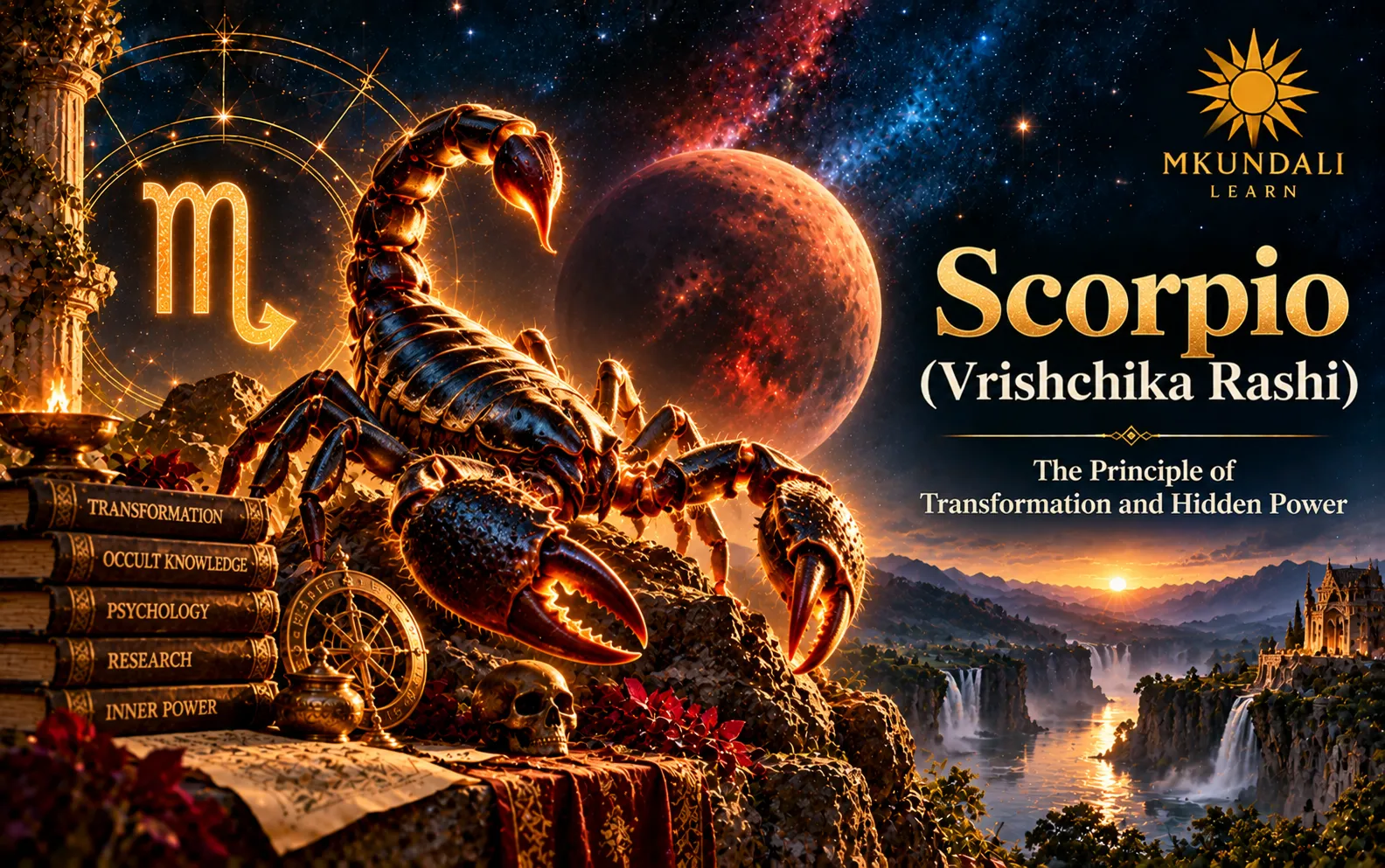 Scorpio (Vrishchika Rashi) — Vedic astrology illustration